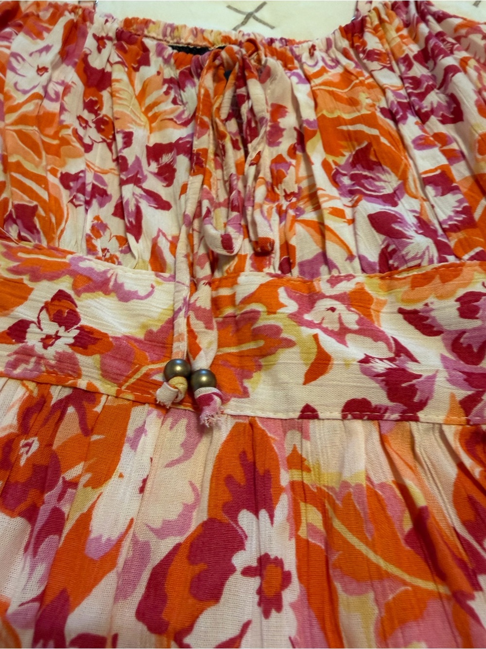 Angie Pink Orange Floral Smocked Mini Sundress NWT - Picture 6 of 14